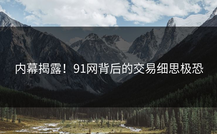 内幕揭露！91网背后的交易细思极恐