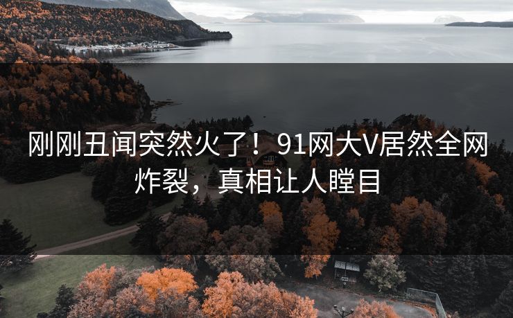 刚刚丑闻突然火了！91网大V居然全网炸裂，真相让人瞠目