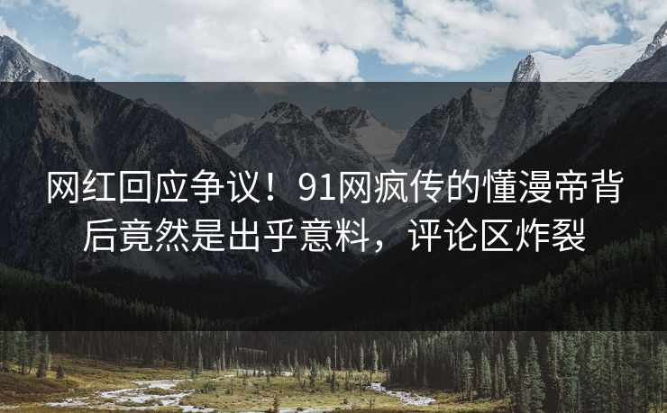 网红回应争议！91网疯传的懂漫帝背后竟然是出乎意料，评论区炸裂