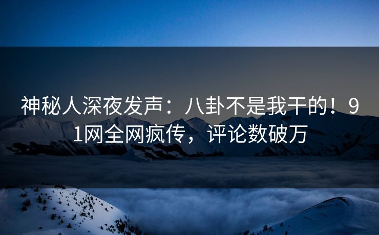 神秘人深夜发声：八卦不是我干的！91网全网疯传，评论数破万