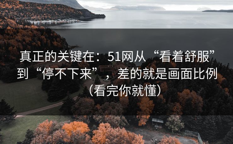 真正的关键在:51网从“看着舒服”到“停不下来”,差的就是画面比例(看完你就懂) 真正的关键在:51网从“看着舒服”到“停不下来”,差的就是画面比例(看完你就懂)